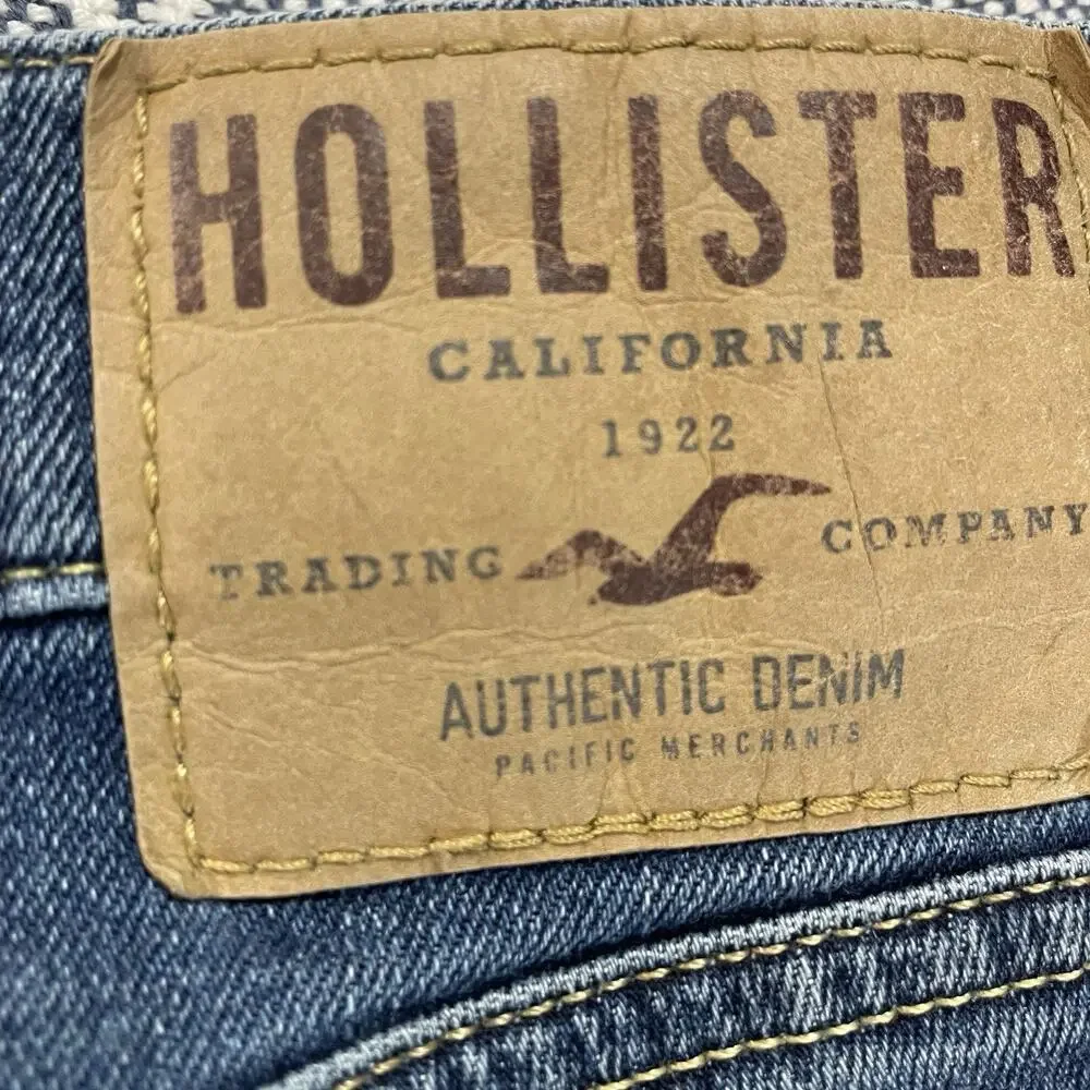 Hollister Skinny Jeans Mens 33x32 Blue Distressed Light Stretch